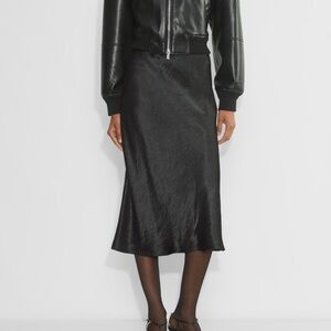 Aritzia Babaton Black Pull On Midi Slip Skirt